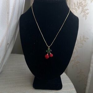 🩷- sparkly Cherry Pendant Necklace